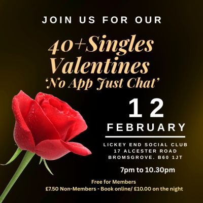 Valentine’s Singles Social – No App Just Chat - Bromsgrove (40+)